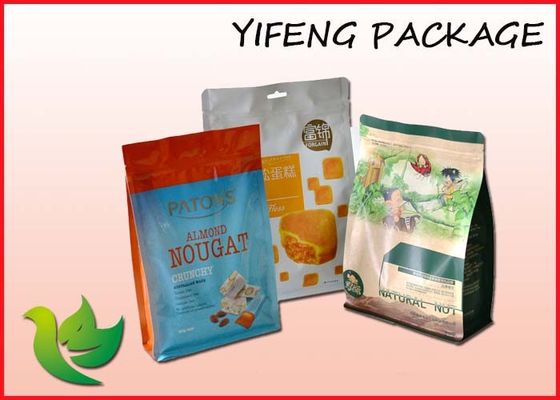 Makanan Kemasan Bawah datar Pouch Dengan Zipper Untuk Cookies Kacang Snack