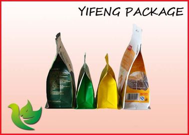 Pouch Bawah Quad Seal Tas datar Dengan Zip Lock Batal Jendela Untuk Kopi
