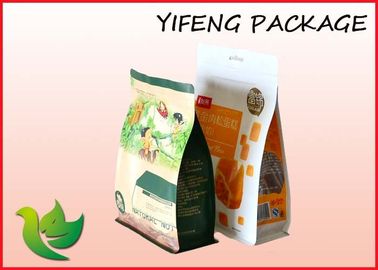 Pouch Bawah Quad Seal Tas datar Dengan Zip Lock Batal Jendela Untuk Kopi