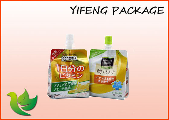 Bawah datar Stand Up Pouch Spout Dengan 4 Sisi Sealed Untuk Liquid Packaing