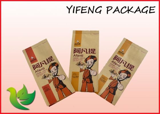 Kemasan Tas sisi Gusset Kopi Blok Bawah Kraft Paper Pouch Matt / Gloss