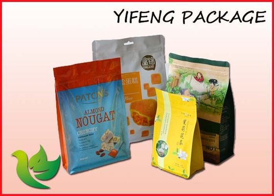 Zip Bawah datar Lock Plastik Tas Food Grade Side Gusset Pouch Untuk Snacks