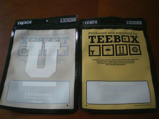 PA / PE Custom cetak Zip Lock Pouch Underwear Kemasan Tas dengan menggantung Lubang