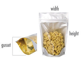 Stand Up Sealable Makanan Pouch Kemasan Tas dengan Zipper RoHS Fleksibel