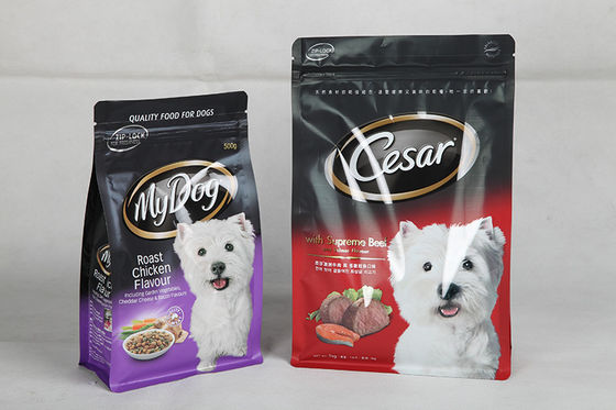 Ditutup kembali Printed Dog Food Kemasan Pouch Bawah datar dengan Zipper