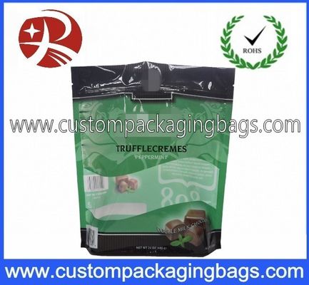 Plastik Stand Up PE / PET / VMPET Kustom Kantong Dengan Bawah Datar Untuk Permen