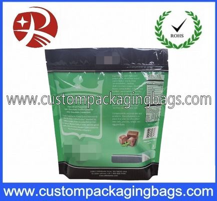 Plastik Stand Up PE / PET / VMPET Kustom Kantong Dengan Bawah Datar Untuk Permen