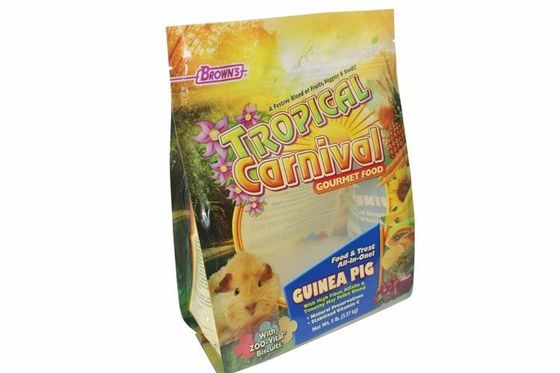 Fleksibel Makanan Anjing Kemasan Quad Seal Pouch dengan Zipper, Heavy Duty Side Gusset