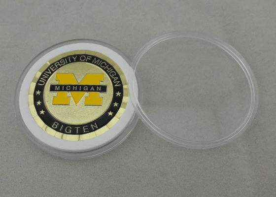 University of Michigan 2.0 Inch Koin Personalized Dengan Kuningan Bahan Dan PVC Pouch Bag
